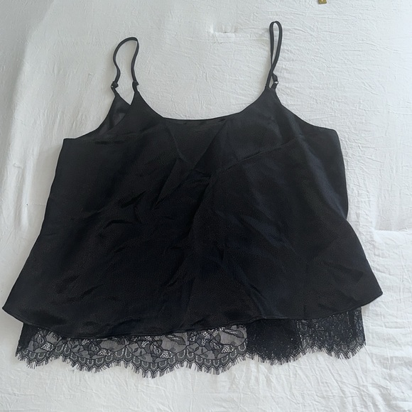 Tahari Tops - NWT Tahari Silk Lace Black camisole Tank Top
